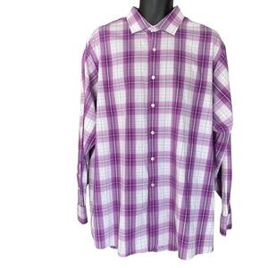 VAN HEUSEN Stretch Long Sleeve Dress Shirt Regular Fit Plaid 17.5 34-35